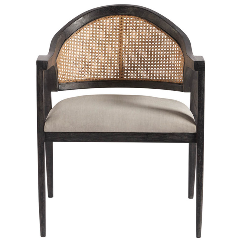 Finn Coastal Beach Grey Crypton Black Wood Arm Chair