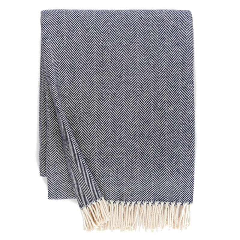 Sferra Modern Celine Navy Blue Cotton Throw Blanket