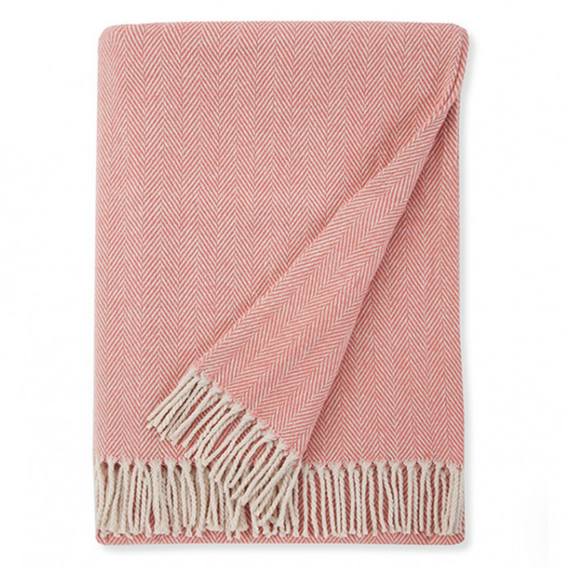 Sferra Modern Celine Salmon Pink Cotton Throw Blanket