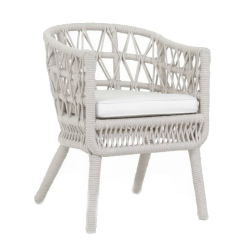 Sitti Coastal Ivory Woven Rope Outdoor Dining Arm Chair