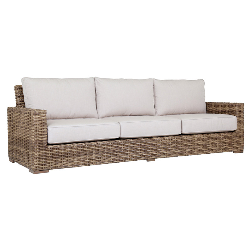 Aria Coastal Beige Cushion Brown Wicker Outdoor Sofa