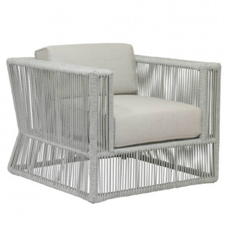 Mateo Coastal Grey Cushion Rope Outdoor Club Arm Chair