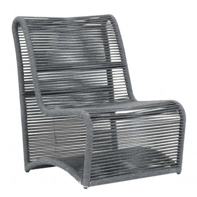 Levi Coastal Black Woven Rope Outdoor Armless Club Chair