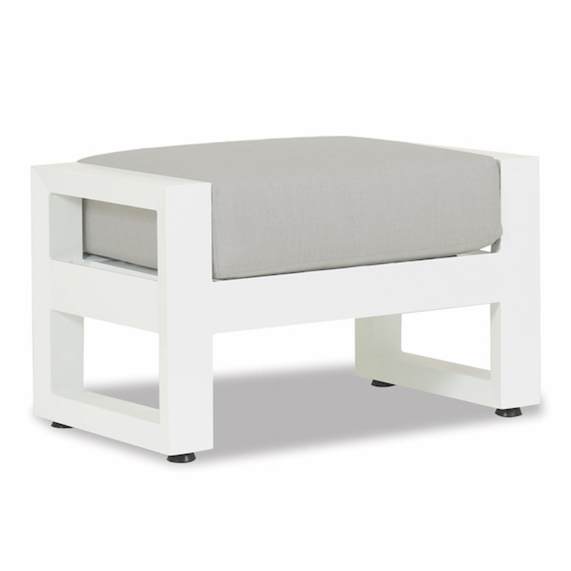 Roman Modern Grey Cushion White Aluminum Outdoor Ottoman