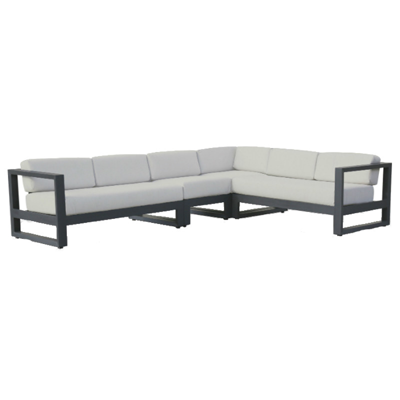 Finn Modern Grey Cushion Aluminum Outdoor Sectional Sofa