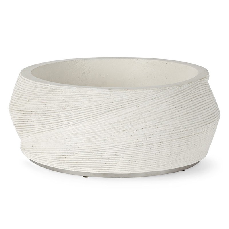 Palecek Argos Coastal Beach White Stonecast Round Outdoor Decorative Bowl
