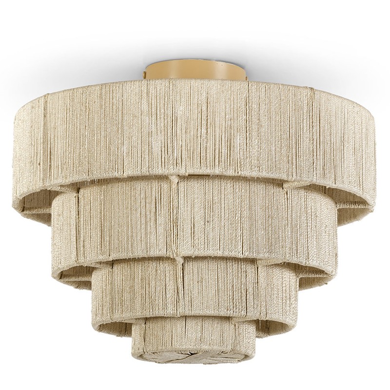 Palecek Everly Coastal Beach Natural Abaca Rope Semi Flush Mount