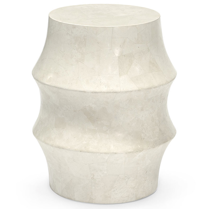Palecek Nali Modern Classic Natural White Stone Fiberglass Outdoor Stool