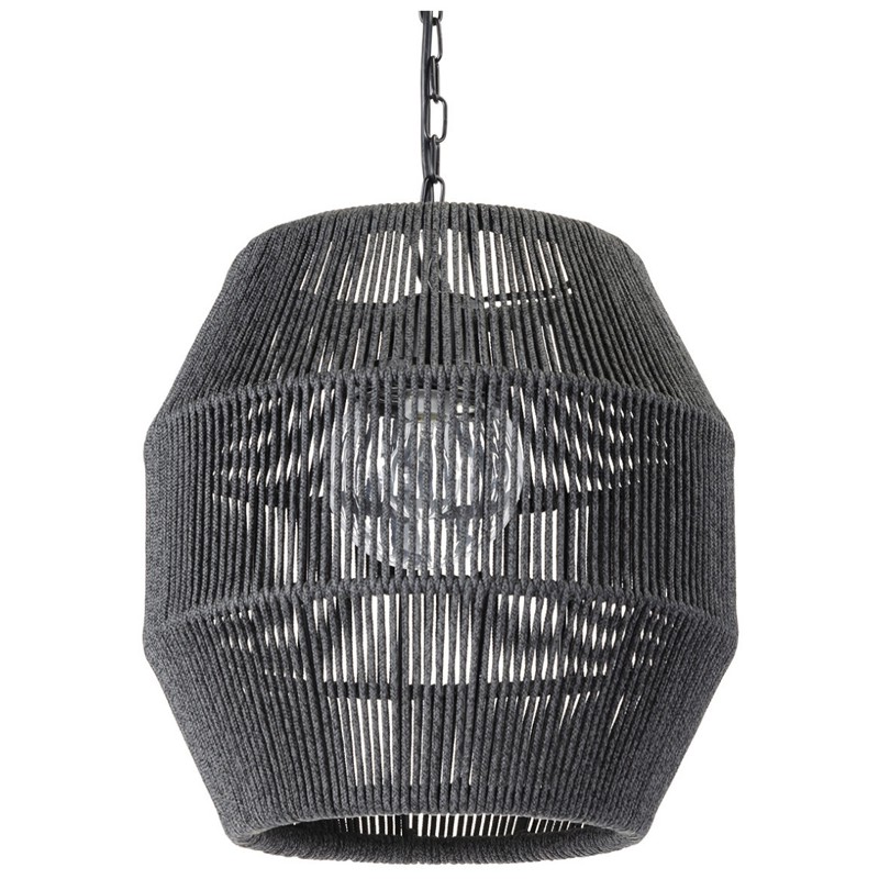 Palecek Tanner Coastal Beach Black Woven Wicker Outdoor Octagonal Pendant Lantern