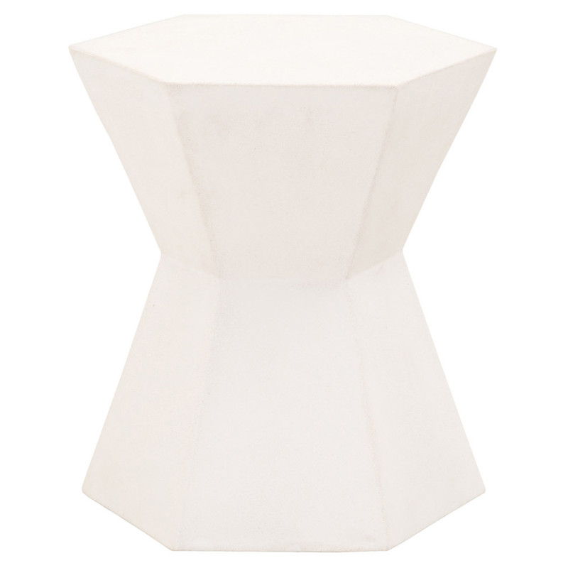 Jade Modern Classic White Concrete Hexagon Block Outdoor Accent Table