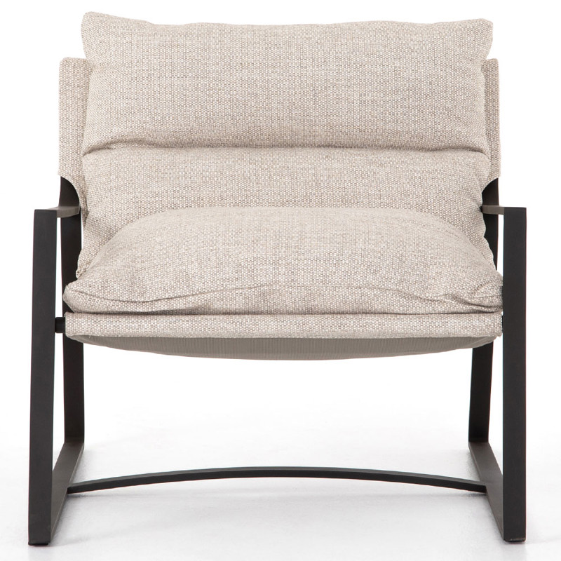 Alice Industrial Loft Beige Cushion Aluminum Outdoor Sling Lounge Chair