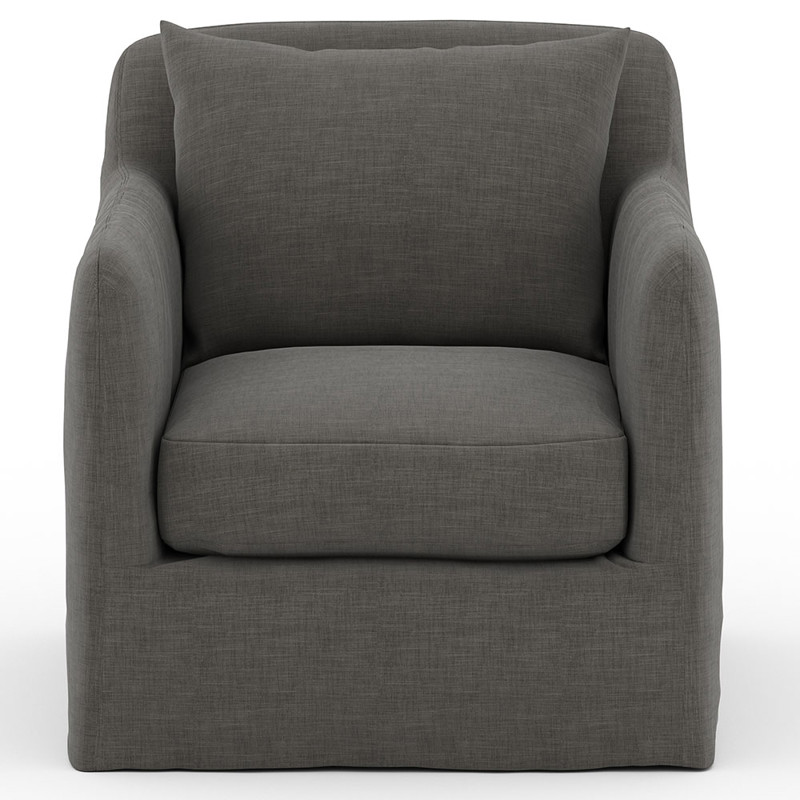 Cassandra Modern Charcoal Black Cushion Slipcovered Outdoor Swivel Arm Chair