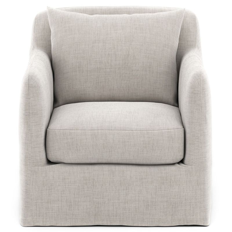 Cassandra Modern Stone Grey Cushion Slipcovered Outdoor Swivel Arm Chair