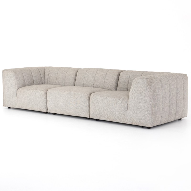 Hannah Modern Classic Grey Channel Tufted 3 Piece Outdoor Sectional - 121"