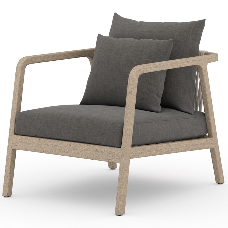 Naomi Modern Classic Black Cushion Natural Teak Wood Outdoor Lounge Arm Chair