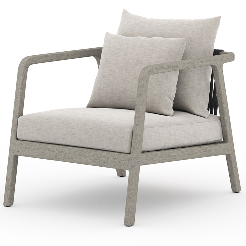 Naomi Modern Light Grey Cushion Grey Teak Wood Outdoor Lounge Arm Chair