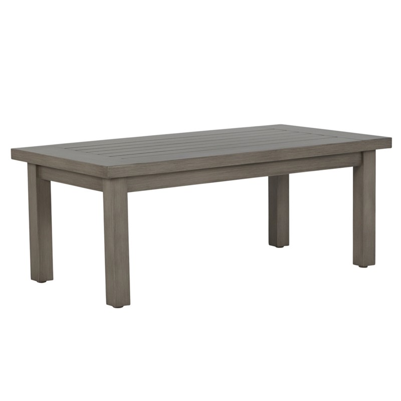 Club Aluminum Modern Oyster Grey Rectangular Outdoor Coffee Table