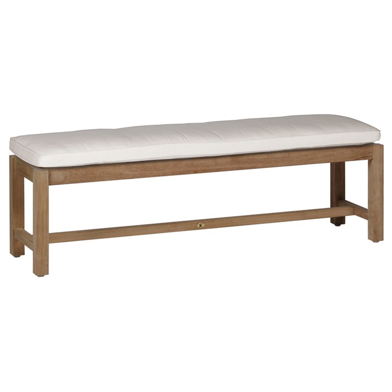 Club Modern Natural Teak White Cushion Outdoor Dining Bench