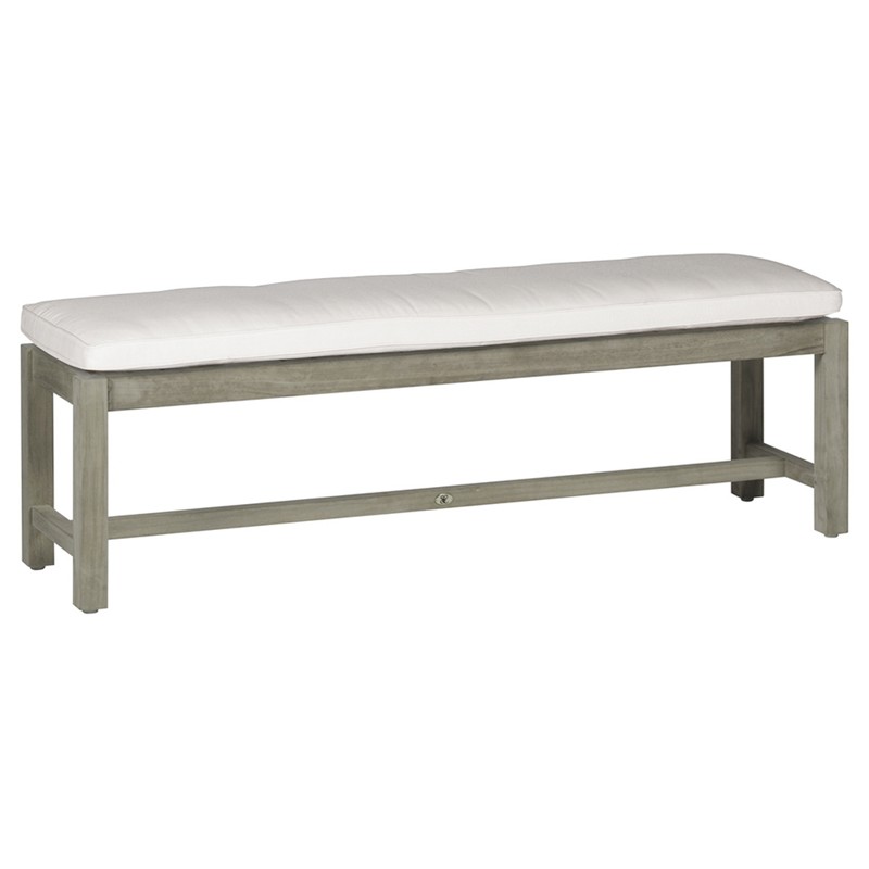 Club Modern Oyster Grey Teak White Cushion Outdoor Dining Bench
