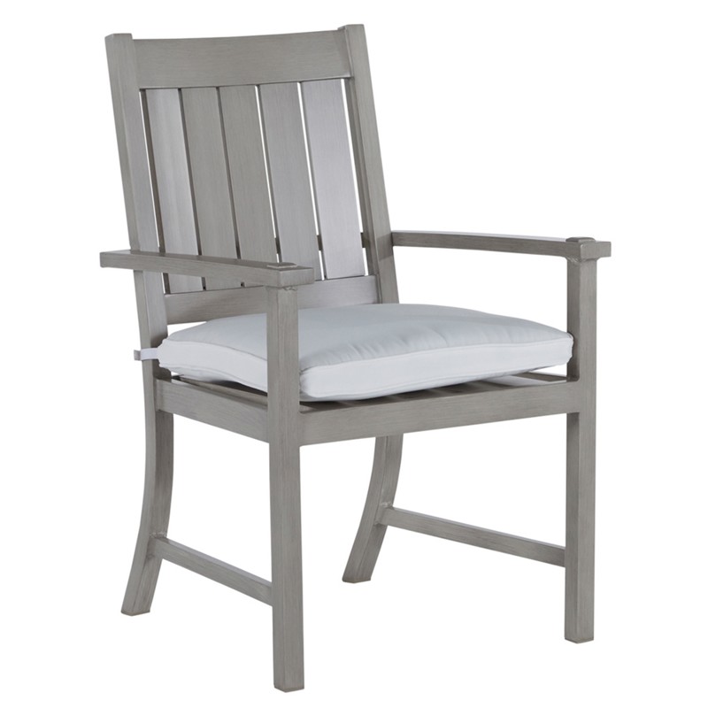 Croquet Aluminum Oyster Grey Outdoor Dining Arm Chair