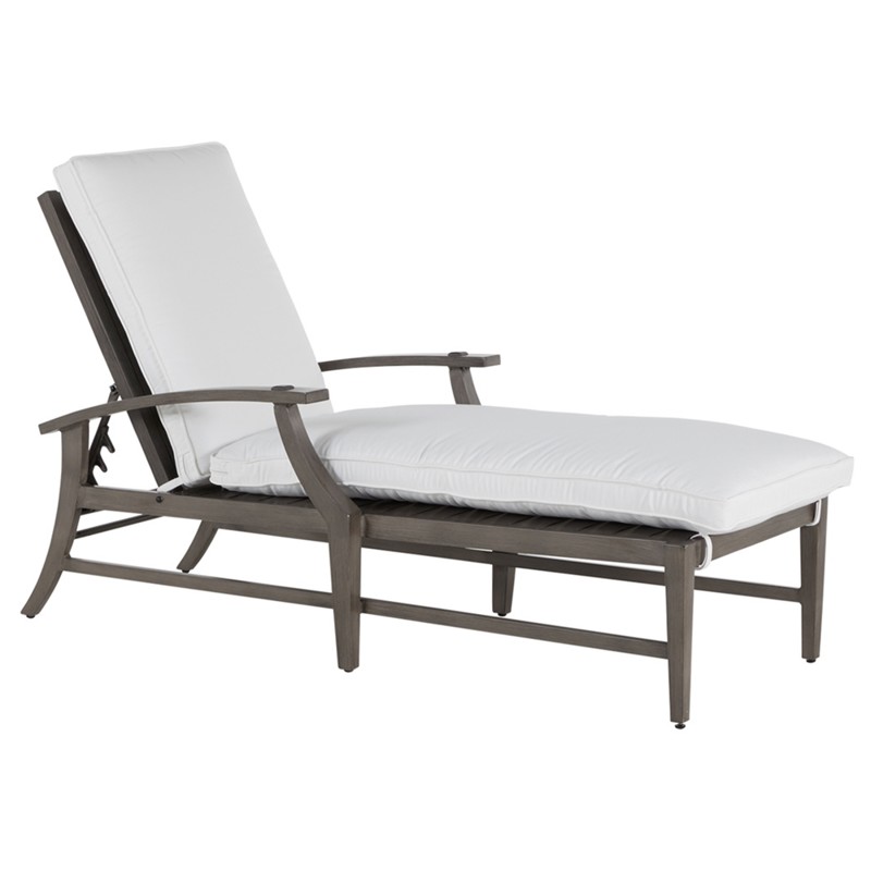 Croquet Aluminum White Cushion Slate Grey Outdoor Chaise Lounge