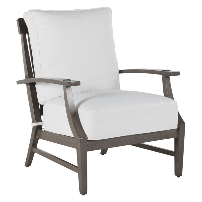 Croquet Aluminum White Cushion Slate Grey Outdoor Lounge Chair