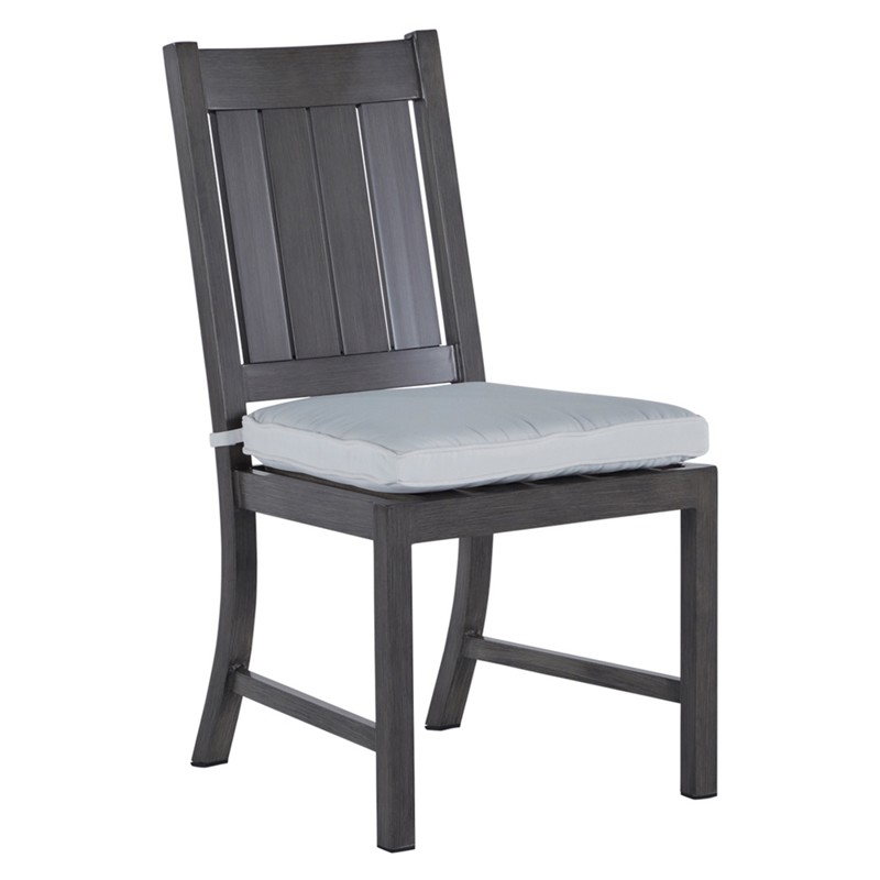Croquet Aluminum Slate Grey Outdoor Dining Side Chair