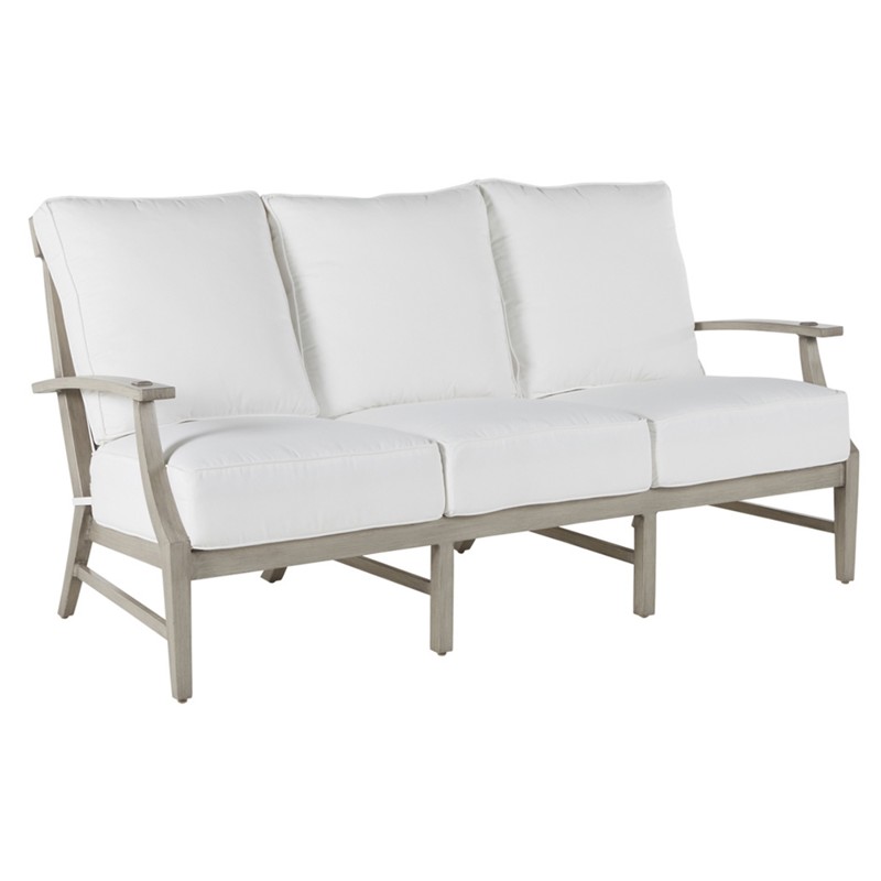 Croquet Aluminum White Cushion Oyster Grey Outdoor Sofa - 76"W