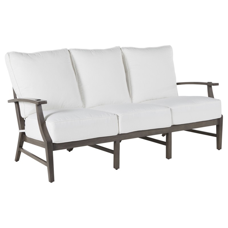 Croquet Aluminum White Cushion Slate Grey Outdoor Sofa - 76"W