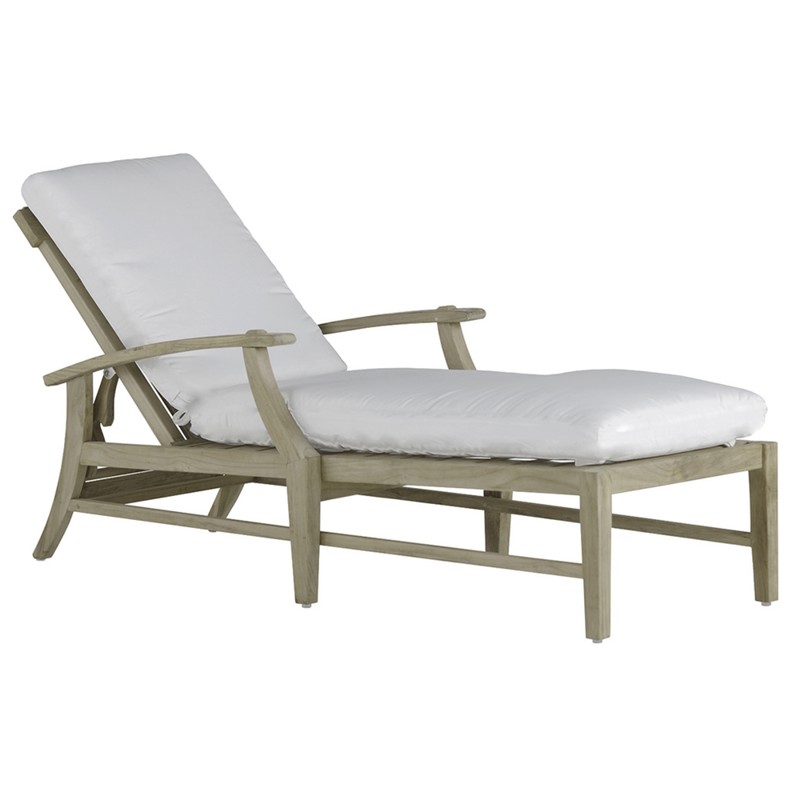 Croquet Coastal Oyster Grey Teak Cushion Outdoor Chaise Lounge