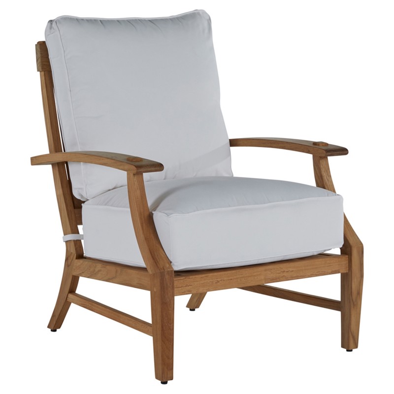 Croquet Coastal Natural Teak White Cushion Outdoor Lounge Chair