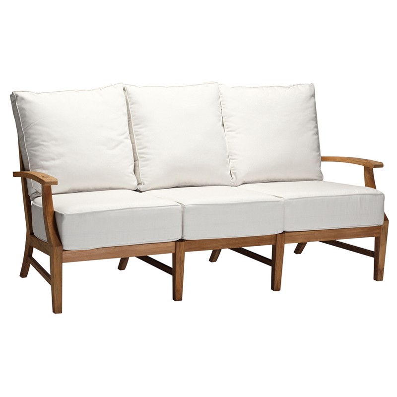 Croquet Coastal Natural Teak White Cushion Outdoor Sofa - 76"W