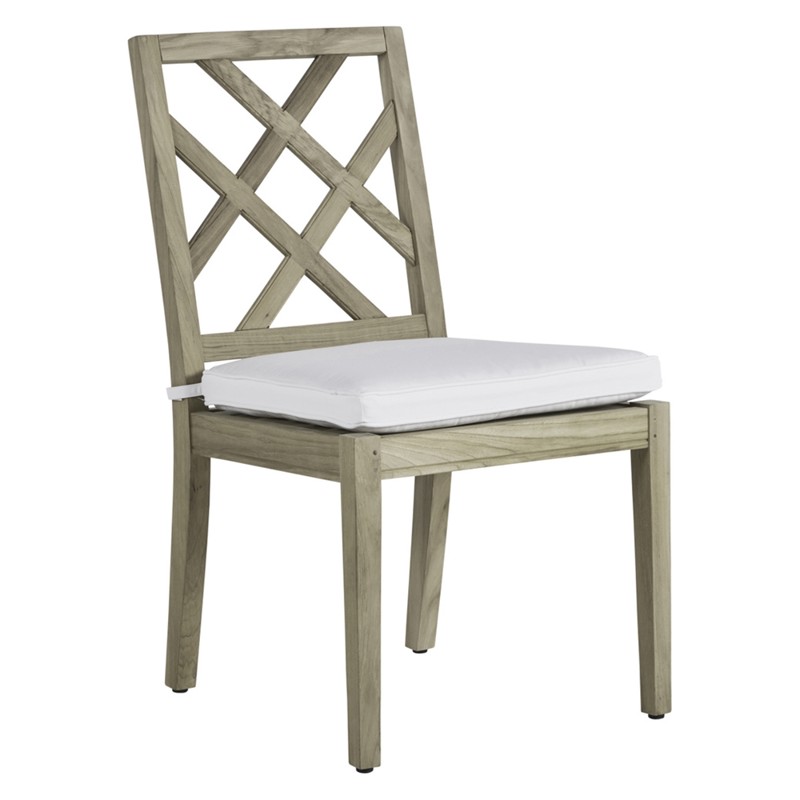 Haley French Oyster Grey Teak Wood Outdoor Dining Side Chair