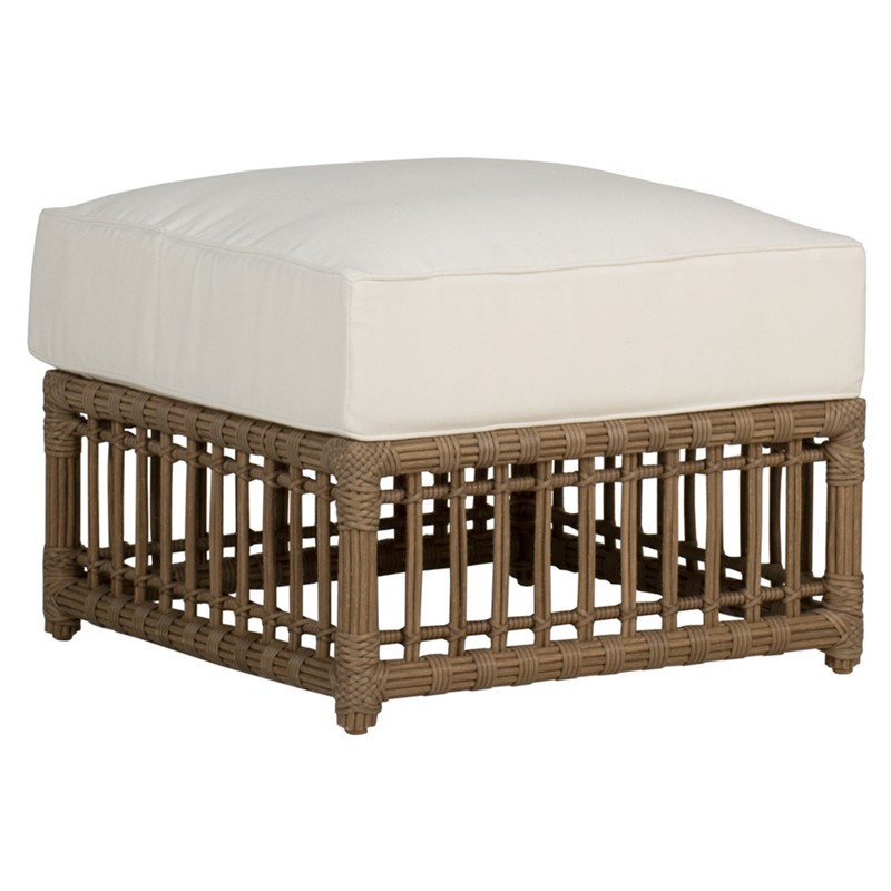 Newport Coastal Brown Woven Wicker Outdoor Ottoman