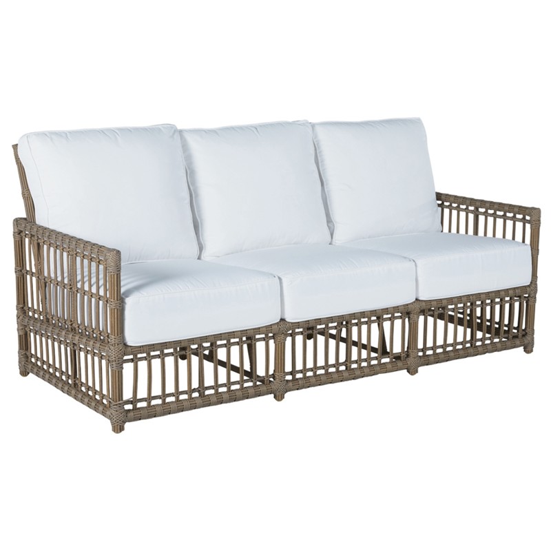 Newport Coastal Brown Woven Wicker Outdoor Sofa - 79"W