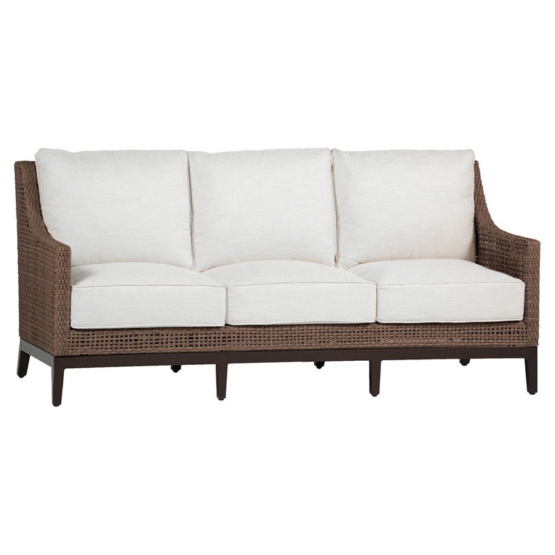 Peninsula Coastal Beach Dark Brown Woven Wicker Outdoor Sofa - 80"W