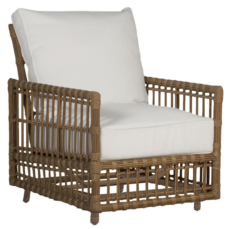 Newport Coastal Brown Woven Wicker Outdoor Spring Lounge Chair