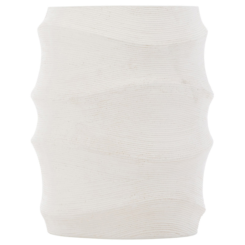Mein Modern Classic White Natural Stonecast Block Accent Outdoor Side End Table