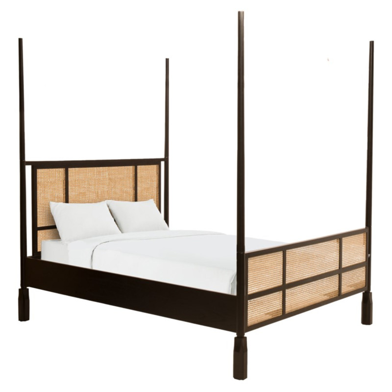 Harley Coastal Beach Black Wood Cane Poster Bed - King