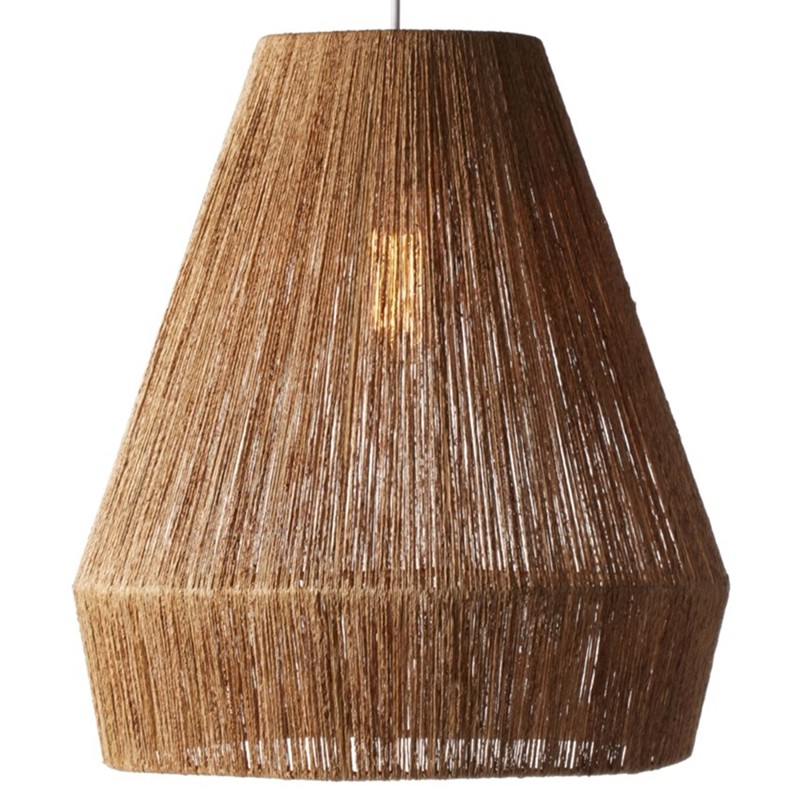Jill Coastal Beach Natural Brown Jute Cone Pendant