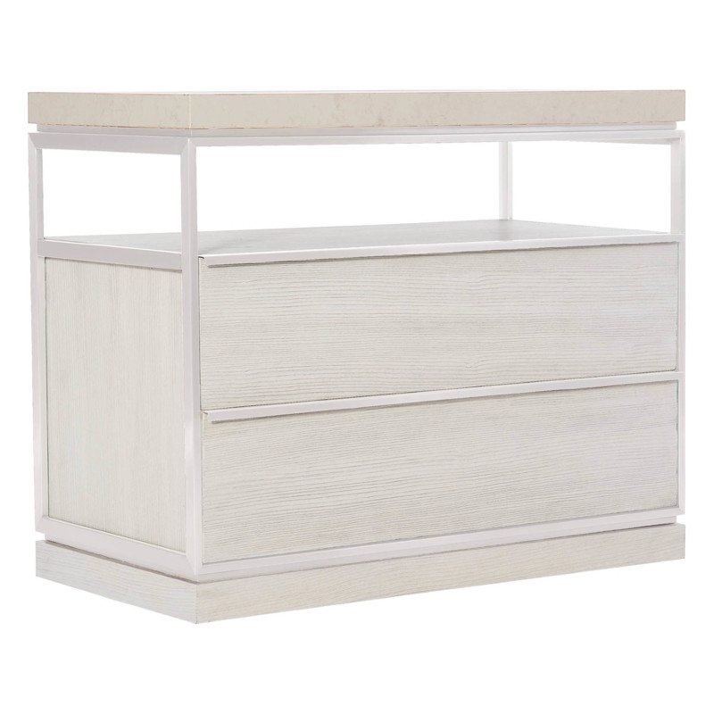 Barbara Modern Classic White Marble Top Steel Wood Nightstand