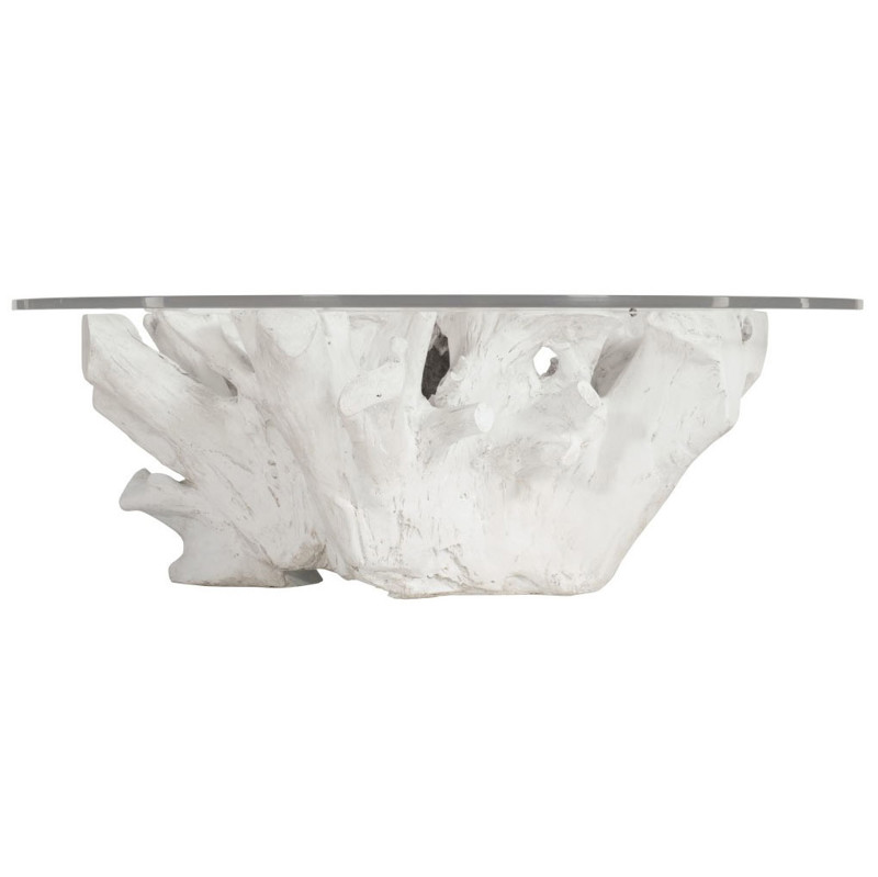 Sylvia Coastal Beach White Tree Stump Round Coffee Table
