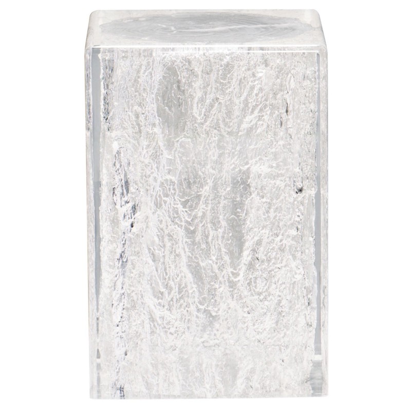 Uma Modern Classic Clear Acrylic Grain Patterned Outdoor Side End Table