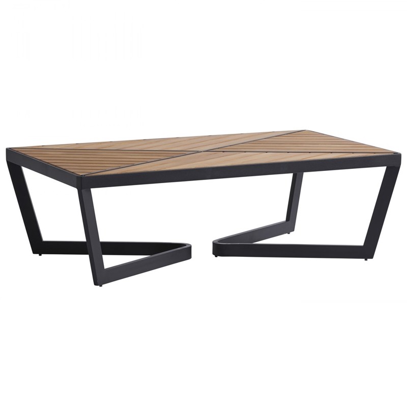 South Beach Natural Teak Wood Top Aluminum Outdoor Coffee Table