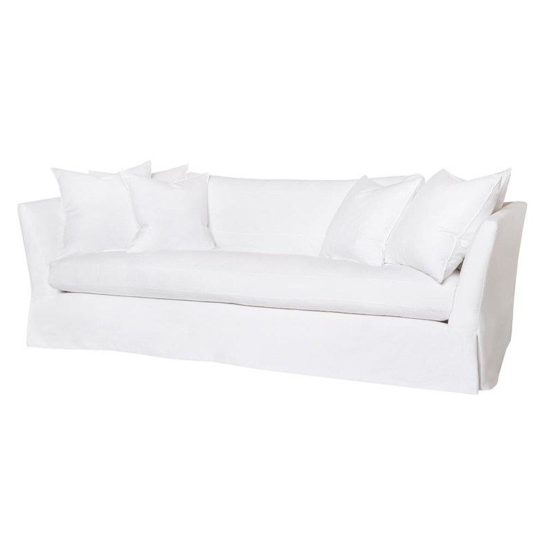 Cisco Home Seda Coastal Style Denim White Cotton Slip Cover Sofa - Large - 100"W