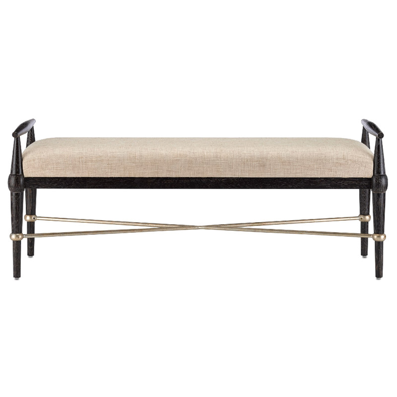 Polly Modern Classic Beige Upholstered Oak Wood Bench
