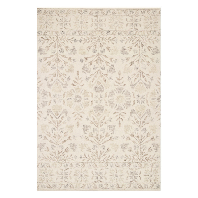 Jareth French Country Ivory Beige Wool Floral Patterned Rug - 3'6"x5'6"
