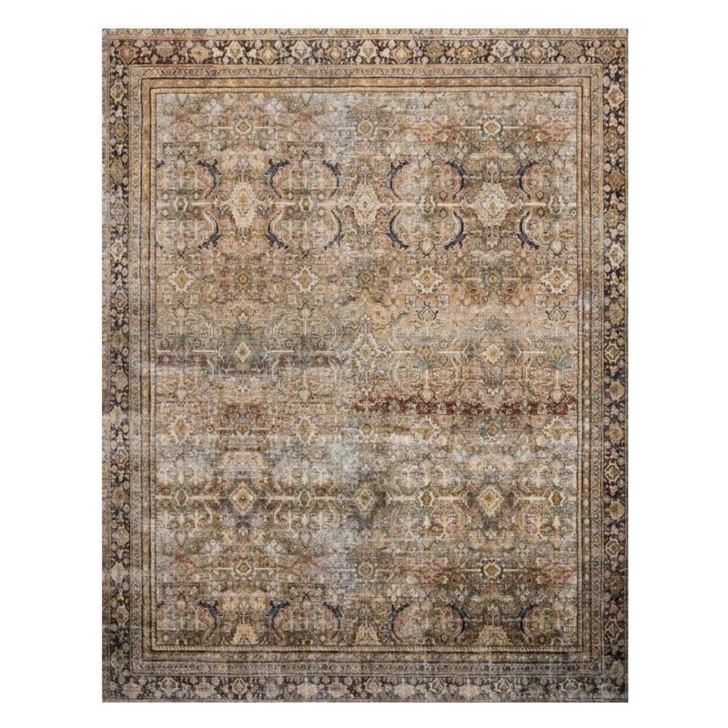 Zethan Global Bazaar Olive Brown Patterned Rug - 3'6"x5'6"