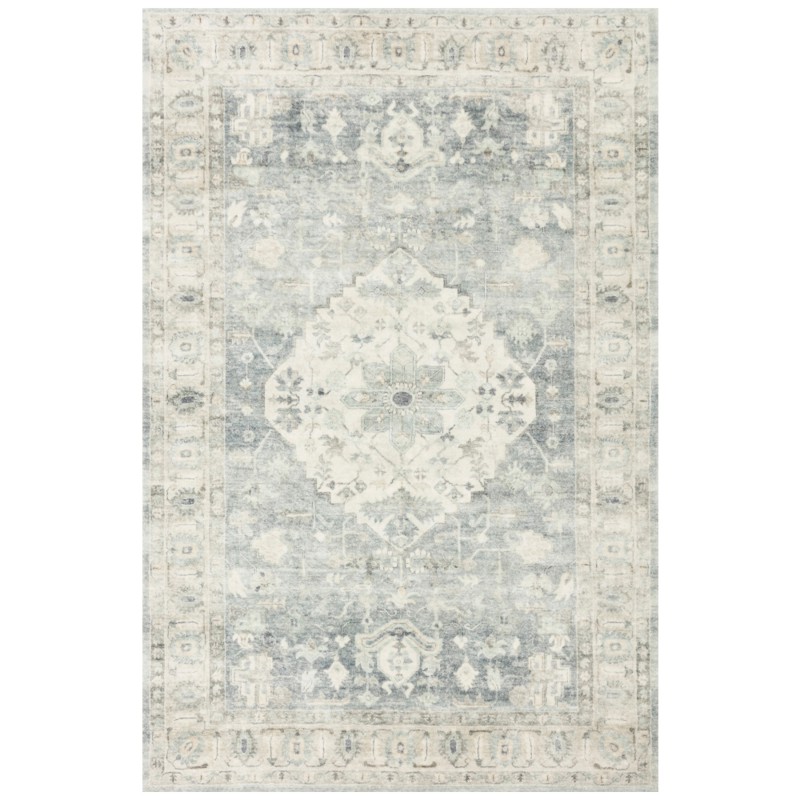 Jorvik French Country Blue Medallion Patterned Rug - 5'x7'6"
