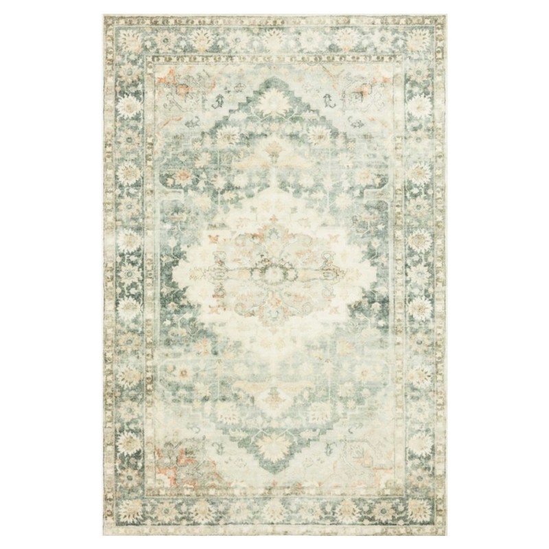 Jorvik French Country Green Medallion Patterned Rug - 3'3"x5'3"
